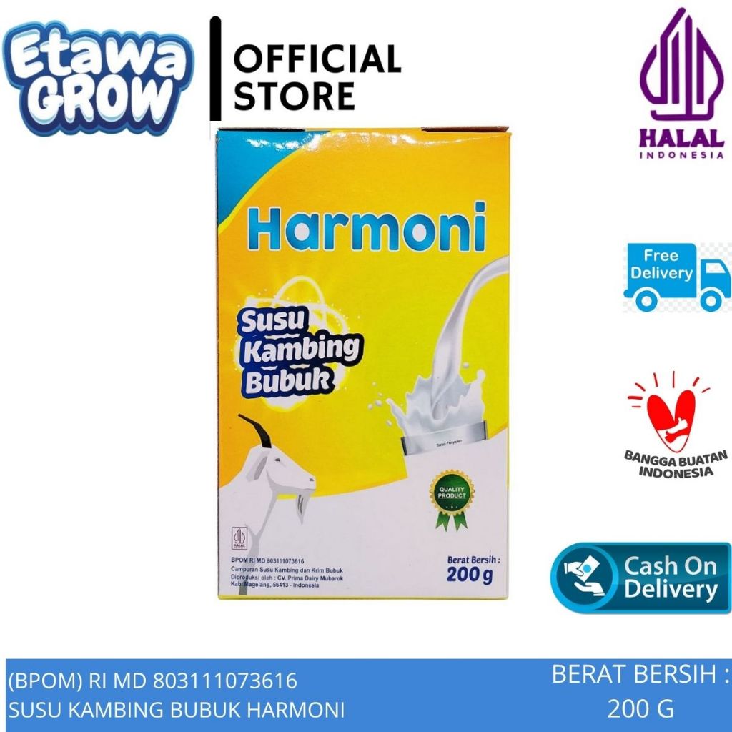 

Susu Kambing Bubuk Etawa Harmoni Asli Original Kemasan 200 gr