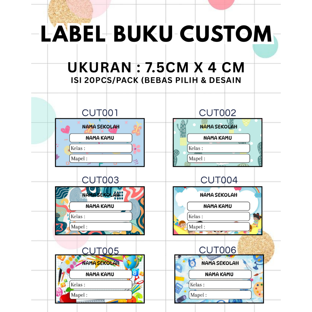 

10 PCS STICKER LABEL NAMA BUKU PELAJARAN BISA CUSTOM LUCU & UNIK AESTHETIC