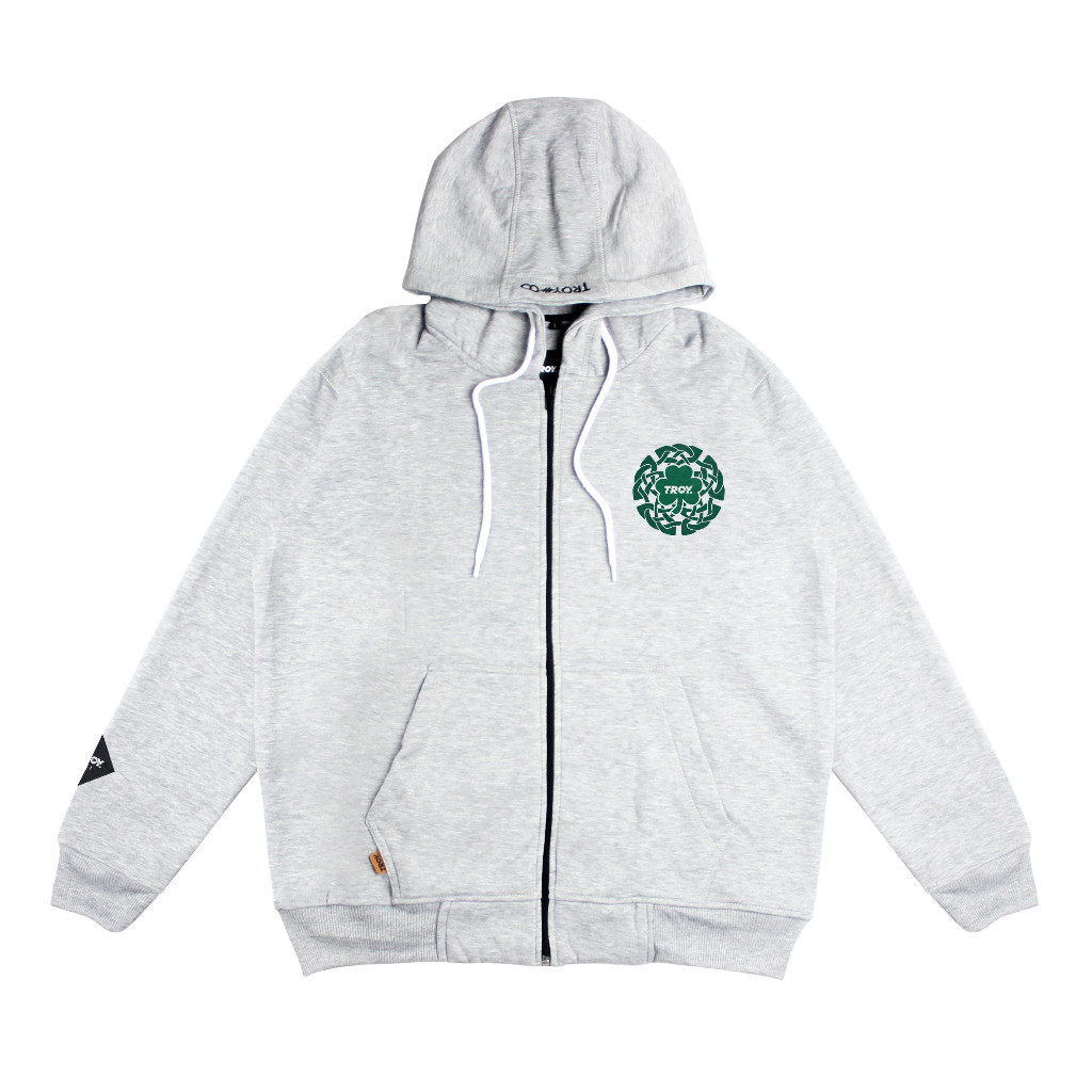 Troy Company Zipper Hoodie Misty Grey Clover Hexa - Hoodie Zipper Hoodie Abu Misty ZHD 3181