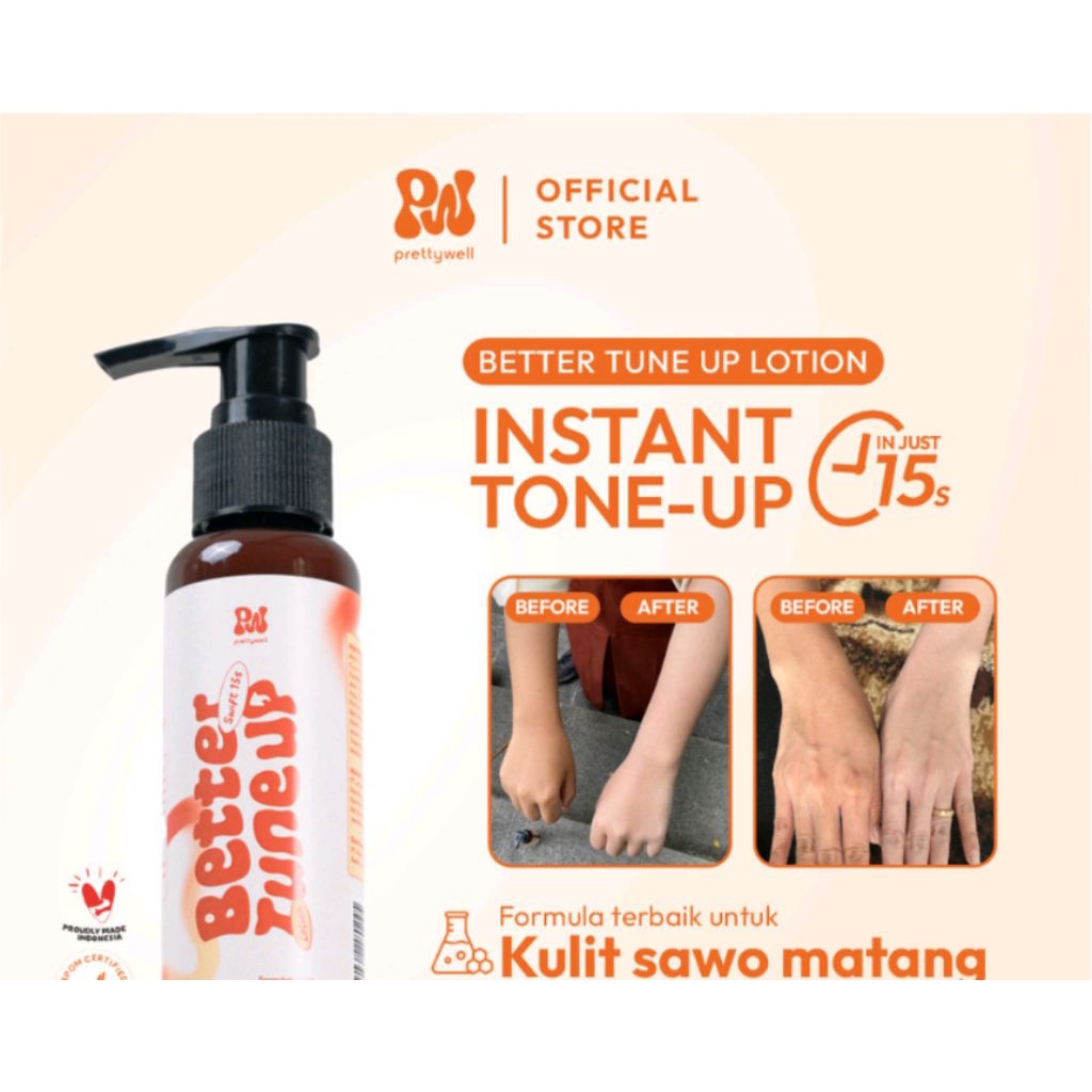 Prettywell Better Tune Up Lotion - Instant Brightening Whitening Tone Up Body Lotion Pemutih HB
