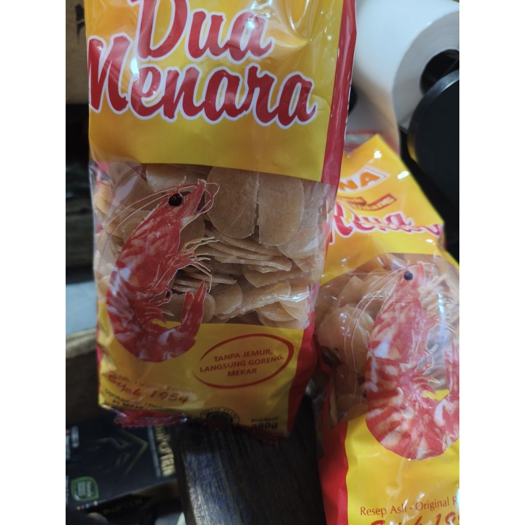 

Krupuk kerupuk Udang finna Dua menara 380 gram