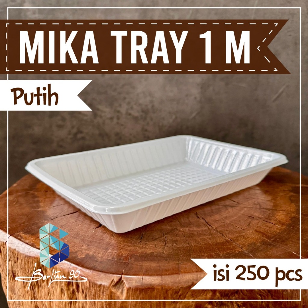 mika tray alas buah sayur daging putih cekung isi 250 pcs