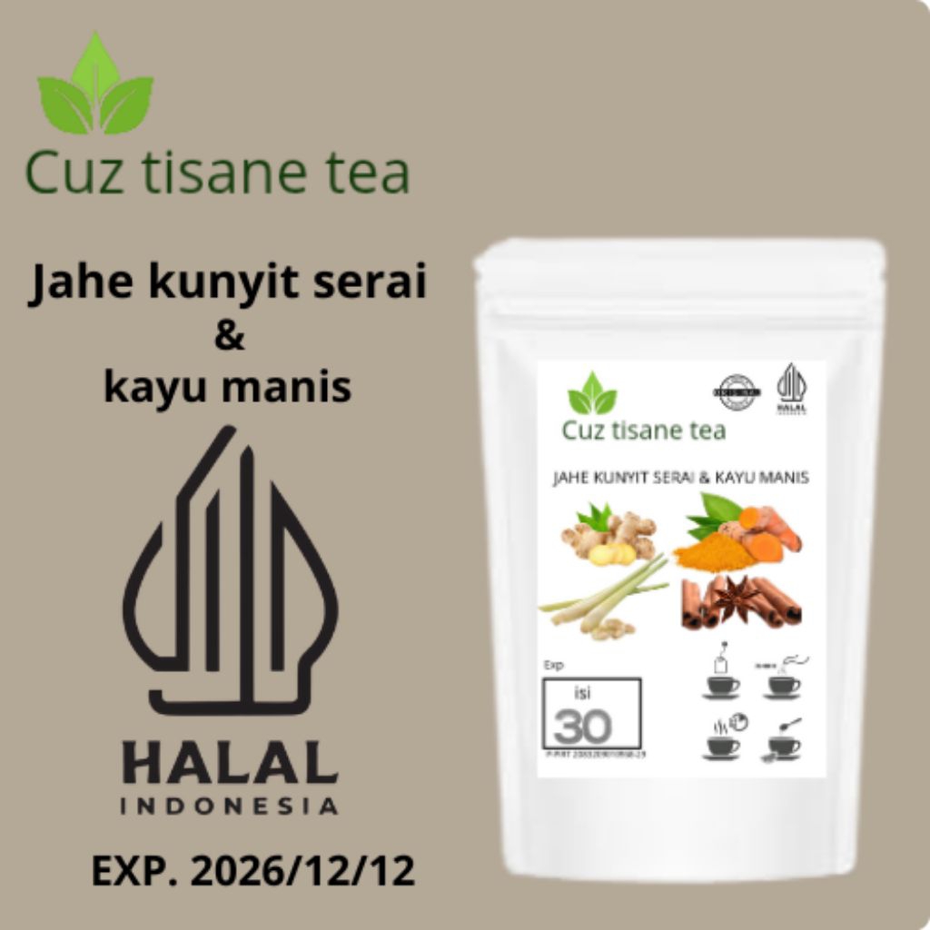 

Cuz tisane tea Teh jahe kunyit serai & kayu manis isi 30teabag