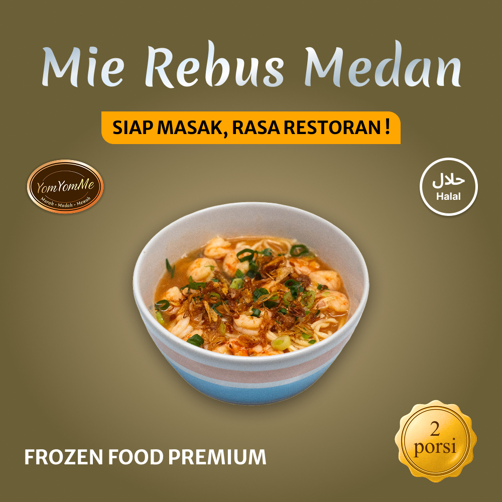 

YomYomMe Mie Rebus Medan Frozen Food – 2 Porsi – Kuah Udang Kental Gurih - Udang Kupas - Khas Medan - Siap Masak