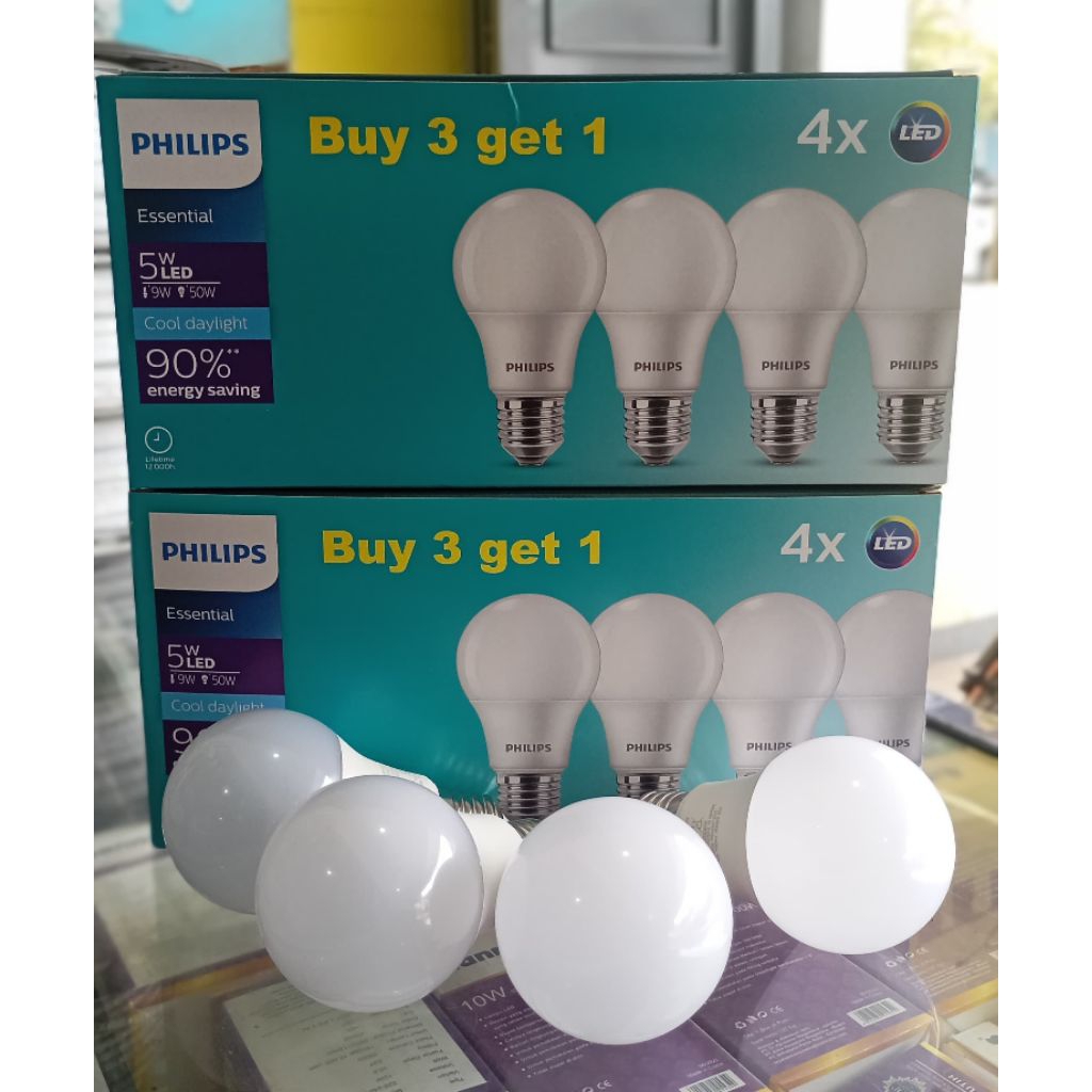 Lampu LED Philips multipack 5 watt (Beli 3 gratis 1)