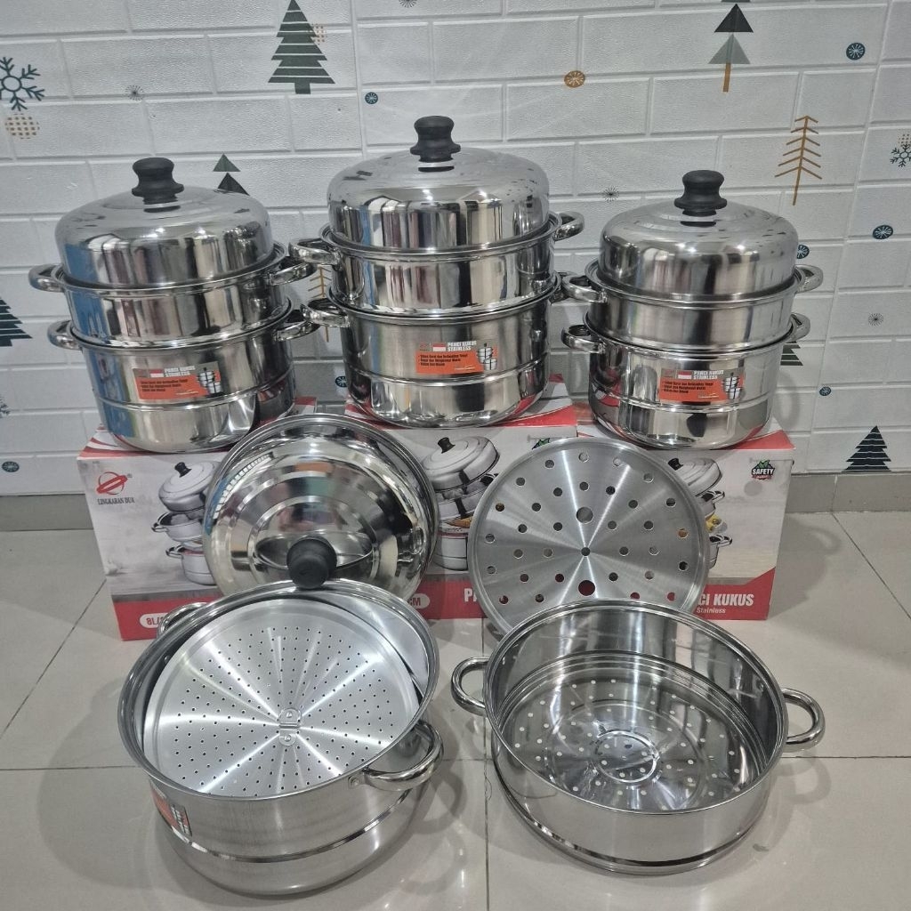 Panci Kukus / Dandang Kukus / Panci Steamer / Dandang Kukusan / Panci Rebus Stainless Steel Dandang 
