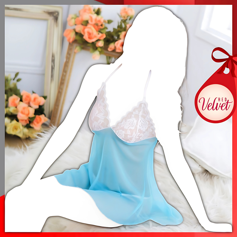 RV® Lingerie Seksi Babydoll Pakaian Dalam Wanita Seksi Jala Baju Tidur Panas Hot Erotis Tali Bahu 10