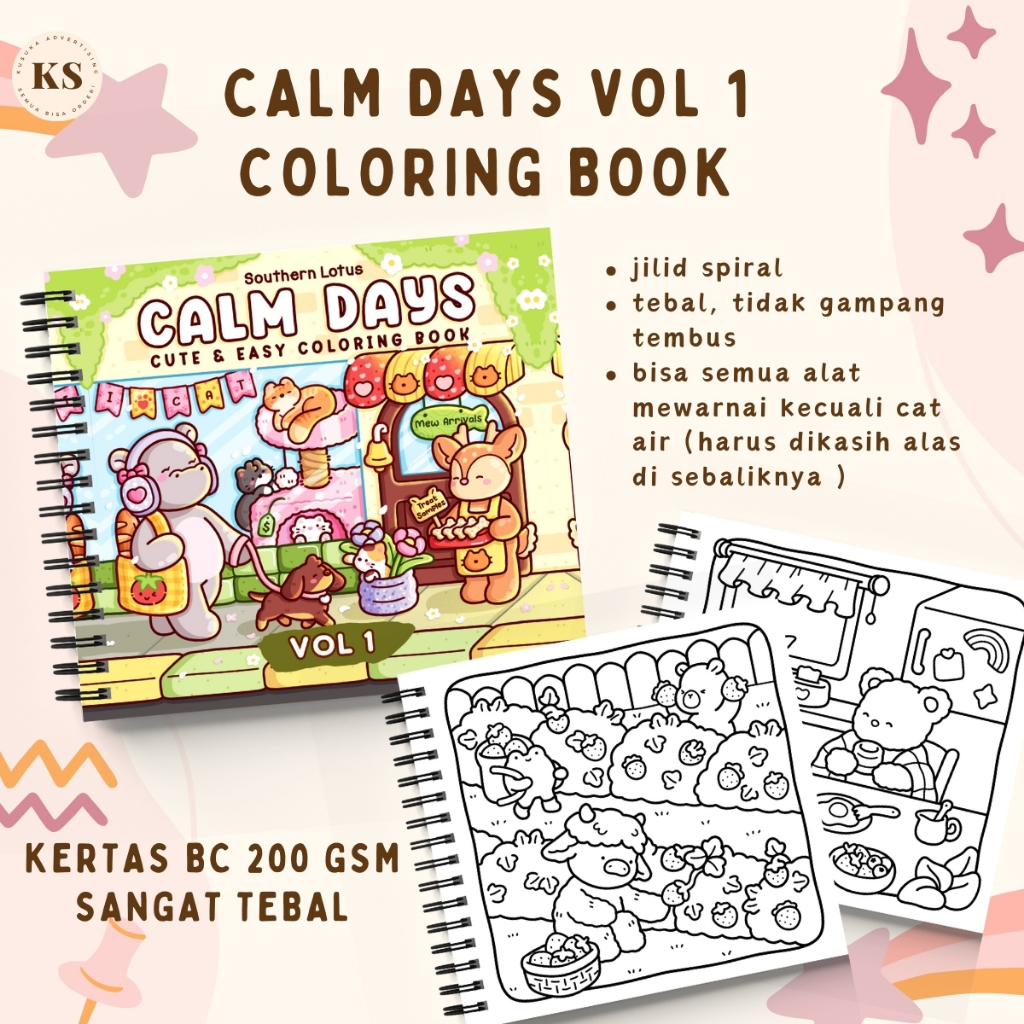 

CALM DAYS VOL 1 Coloring Book For Kids Adults Cozy Buku Mewarnai Remaja Dewasa Cute Cozy