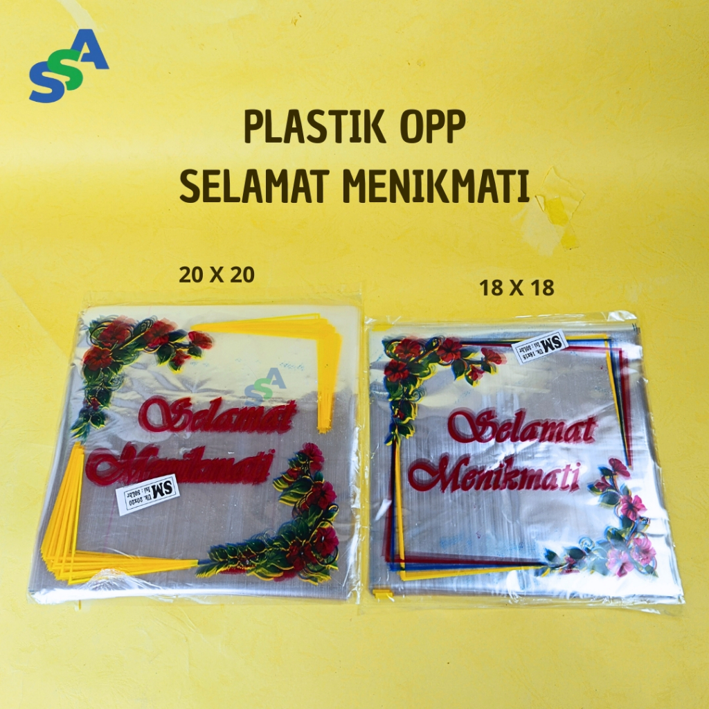 PLASTIK OPP SELAMAT MENIKMATI / PLASTIK TUTUP DOS MAKANAN 18 X 18, 20 X 20 / PLASTIK SELAMAT MENIKMA