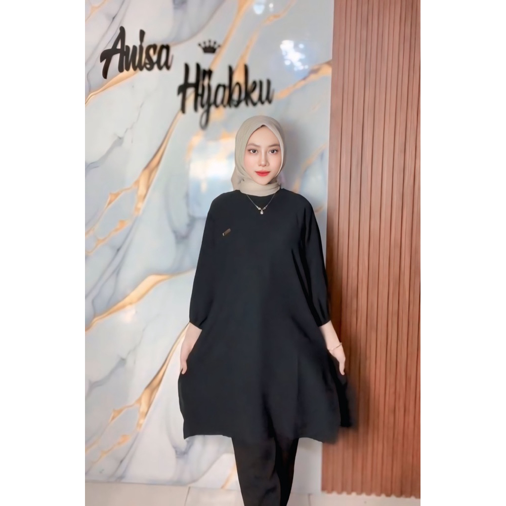 Tunik Crinkle Wanita Polos Tunik Crincle/ Long Tunik Muslim KODE ALETA