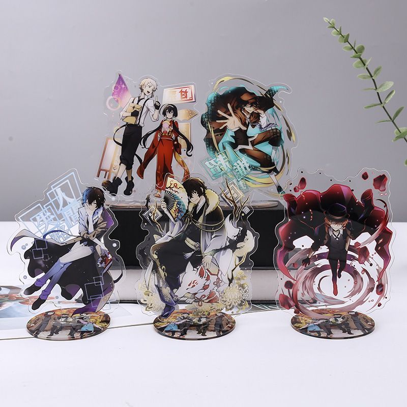 Bungo Stray Dogs Double Sided Acrylic Keychain Dazai Osamu Nakahara Chuya Cosplay Standing Model Pla