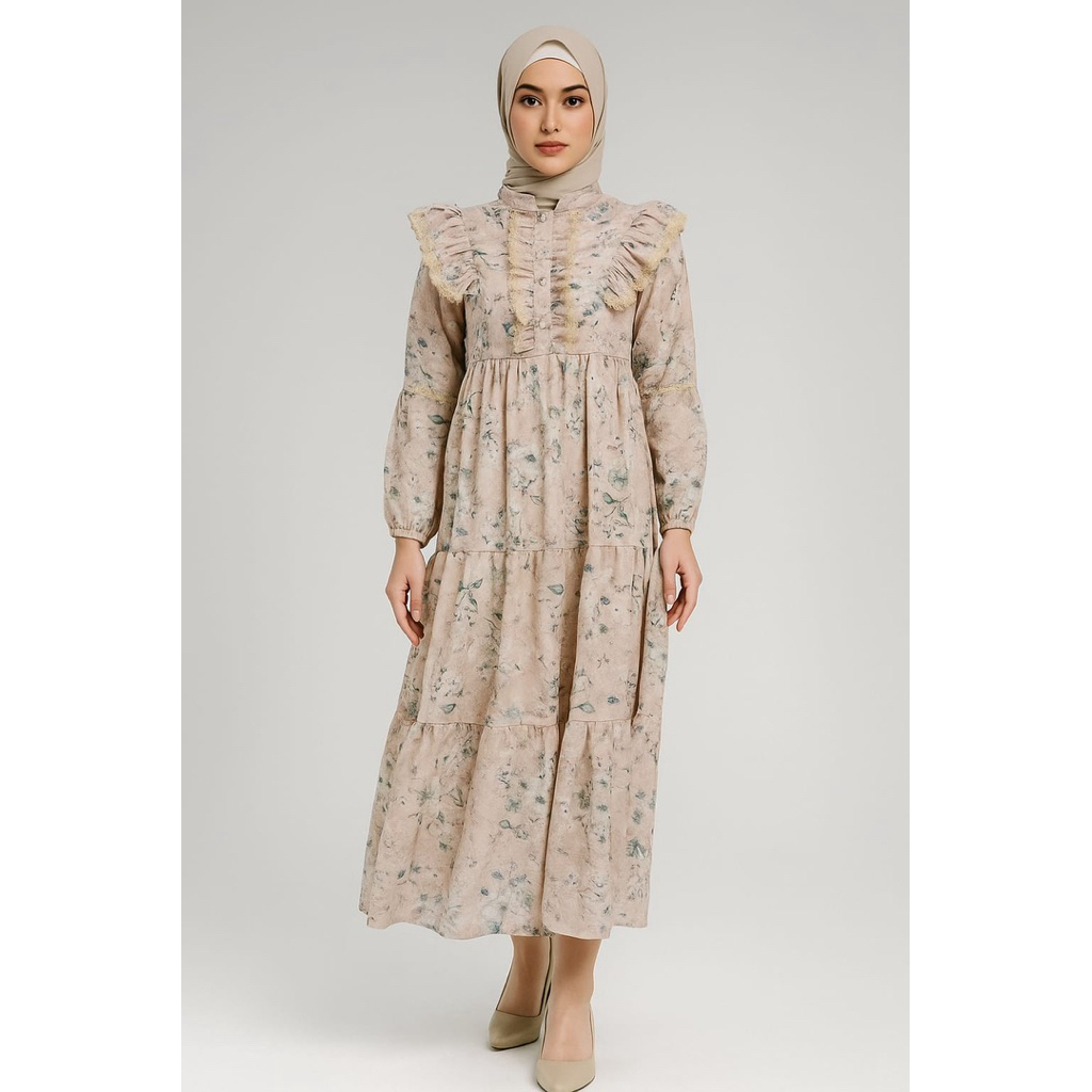 OutfitbyMeta Inara dress gamis katbol katun bolong premium mix renda gamis kondangan mewah muslim