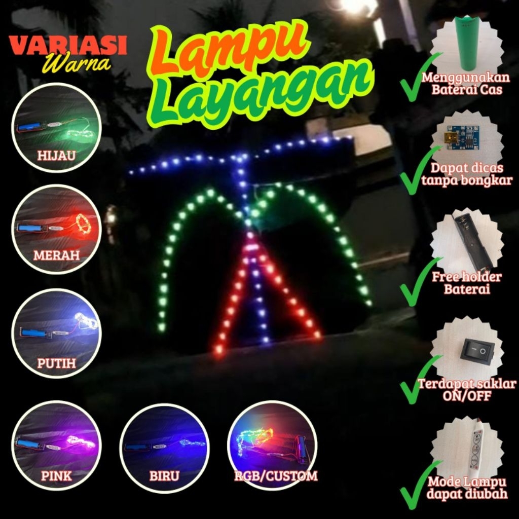 LAMPU LAYANGAN, LAMPU LAYANGAN KAWAT, LAMPU LAYANGAN BATERAI, LAMPU LAYANGAN RGB