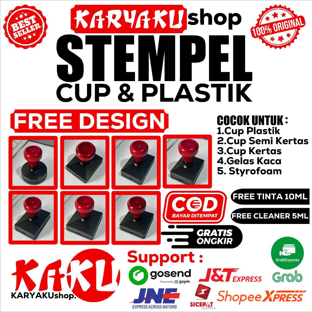 

stempel Permanent Gelas Cup / Plastik / Custom-Free Tinta + Cleaner