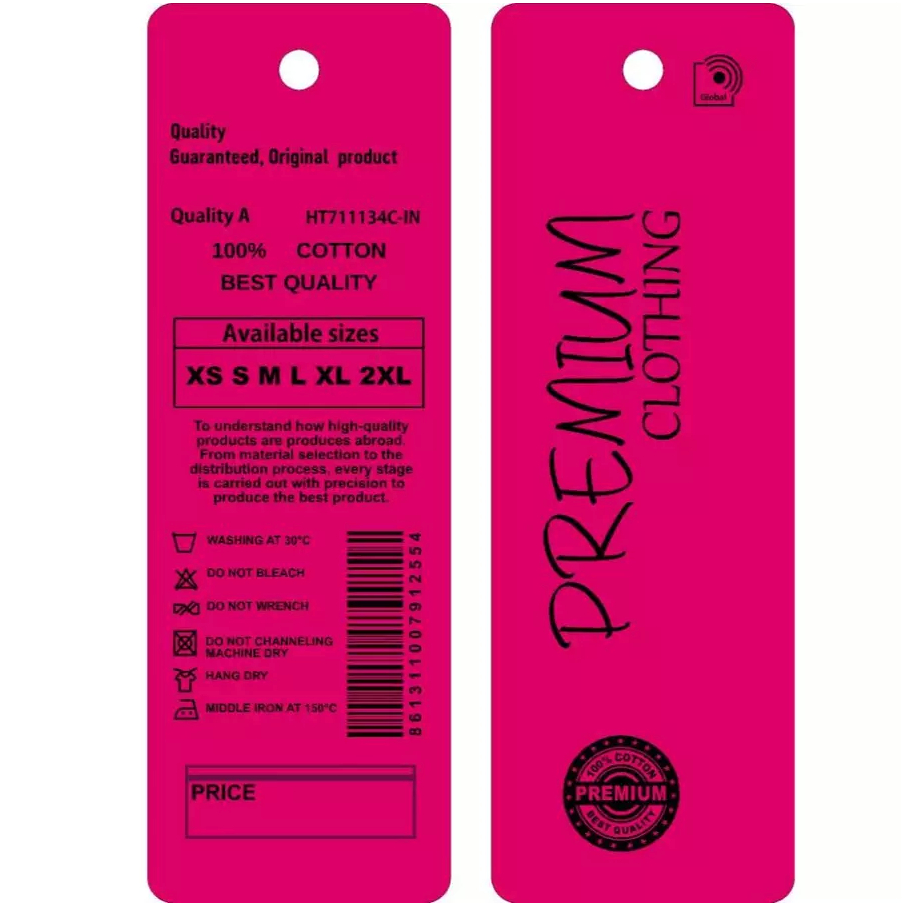 

HANG TAG PREMIUM D uk 3 x 9 cm bahan tebal 260 gram label harga baju tag