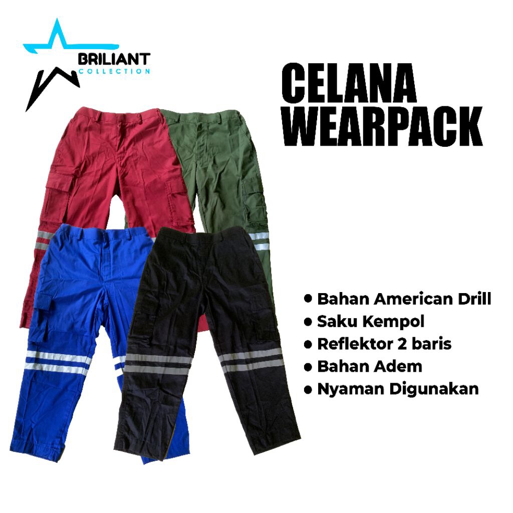 Celana Wearpack Safety Panjang Bawahan Katelpak Seragam Proyek Bengkel Tukang Las Murah COD