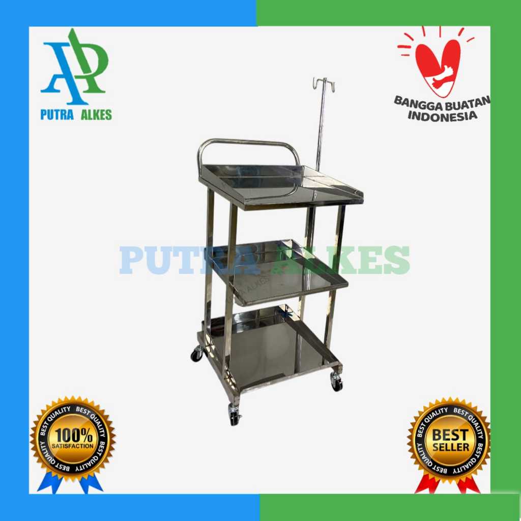 Trolley EKG Stainless - Troli Medis Rumah Sakit Stainless