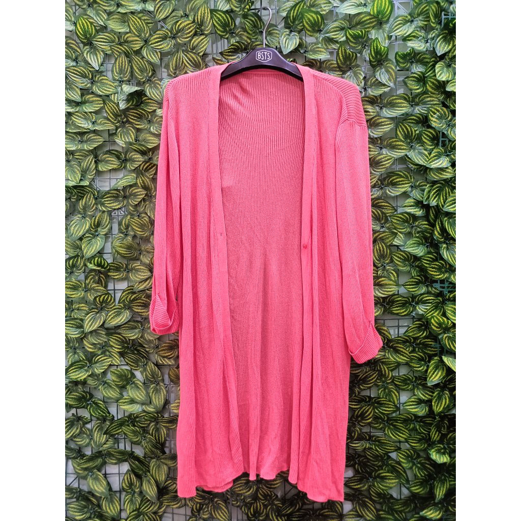 long cardigan rajut peach PL