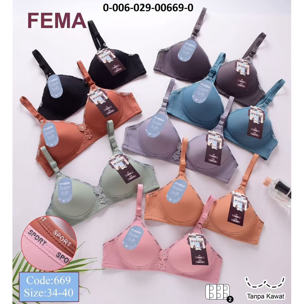 3PCS BH FEMA TULIS CUP A KAIT 2 BH FEMA BUSA TANPA KAWAT