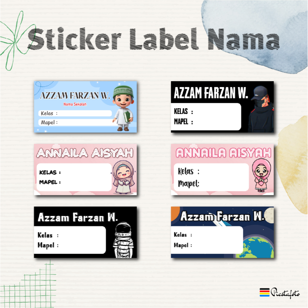 

Stiker Label Nama Buku Sekolah (isi 28 pcs) Design 1