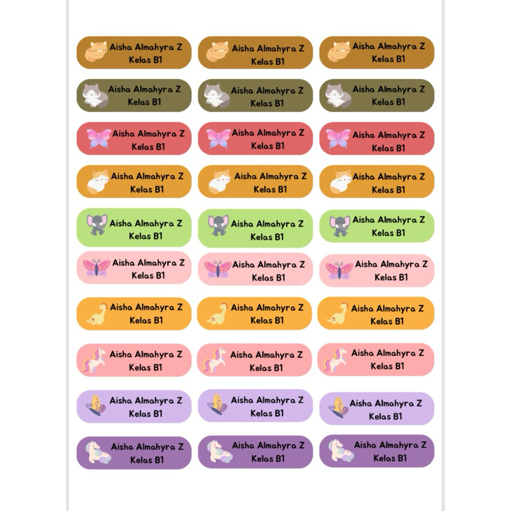 

Stiker custom nama anak/stiker peralatan sekolah anak/water proof