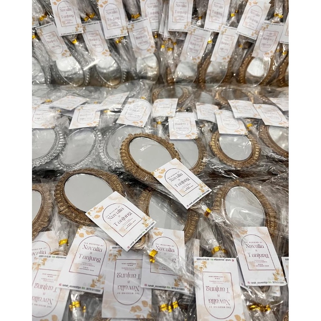 Souvenir Cermin Gagang Oval (Isi 50) Gratis Kartu Ucapan Terimakasih