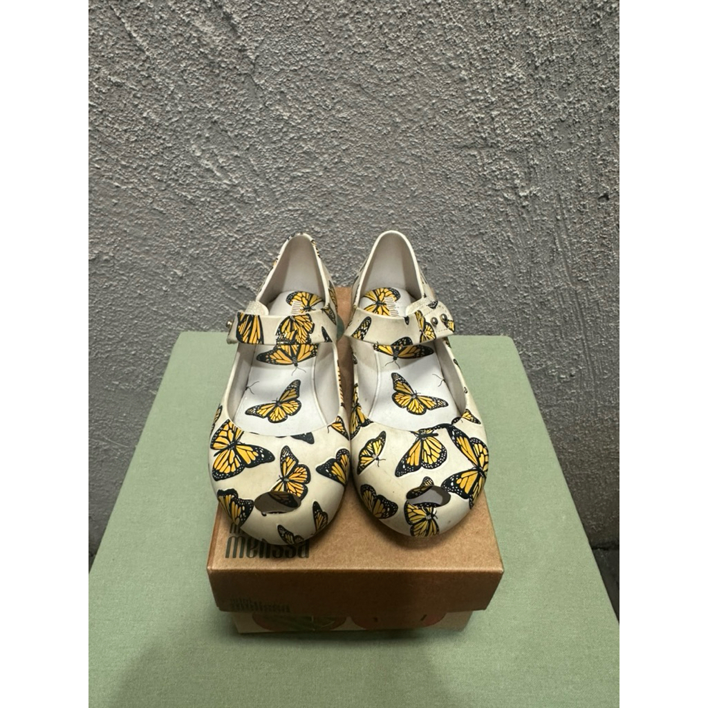 PRELOVED MINI MELISSA ULTRA GIRL PRINT BUTTERFLY ORIGINAL - SEPATU ANAK PEREMPUAN