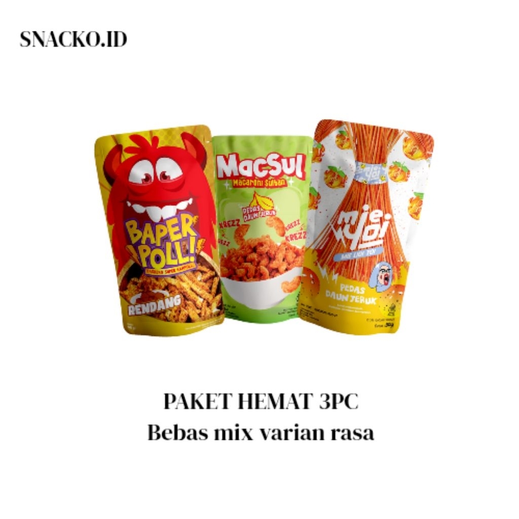 

(SNACKO.ID) Cekelin snack pedas asin paket hemat 3pc bebas mix varian rasa