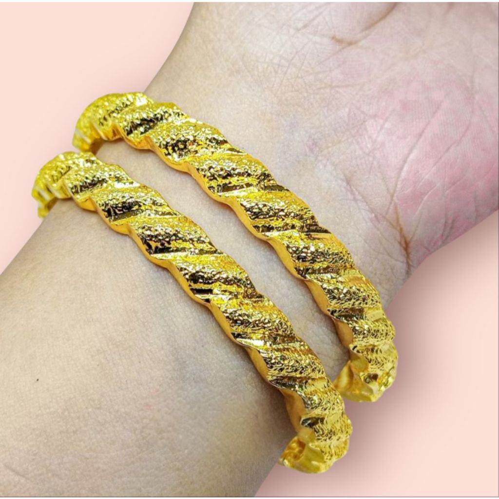 GELANG KERONCONG WANITA BANGLE BERLAPIS EMAS 24K PERHIASAN AAGK1339 ANTI KARAT
