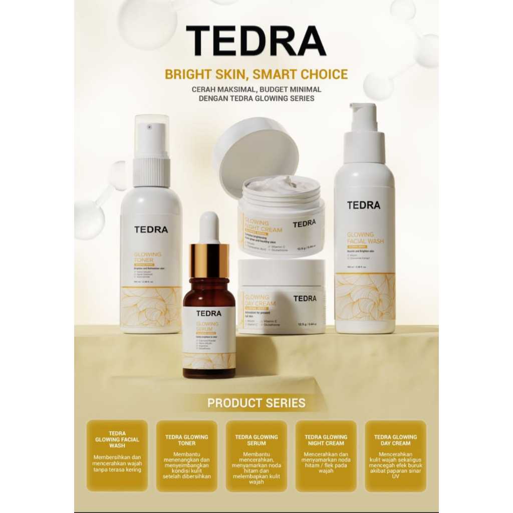 Skincare Tedra  Glowing Series 1 Set Lengkap Skincare Pria Wanita Skincare Pemutih Wajah BPOM