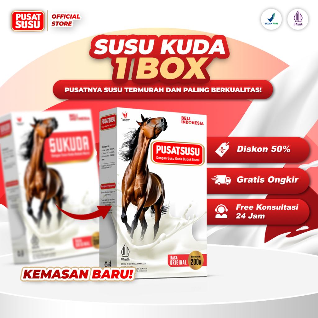 

PUSAT SUSU - SUSU KUDA Susu Kuda Liar Lombok Murni Kolostrum 200 Gram 1 Box