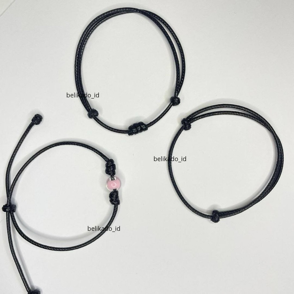 Gelang tali hitam | Gelang tali | Gelang tali simpul | Gelang tali manik