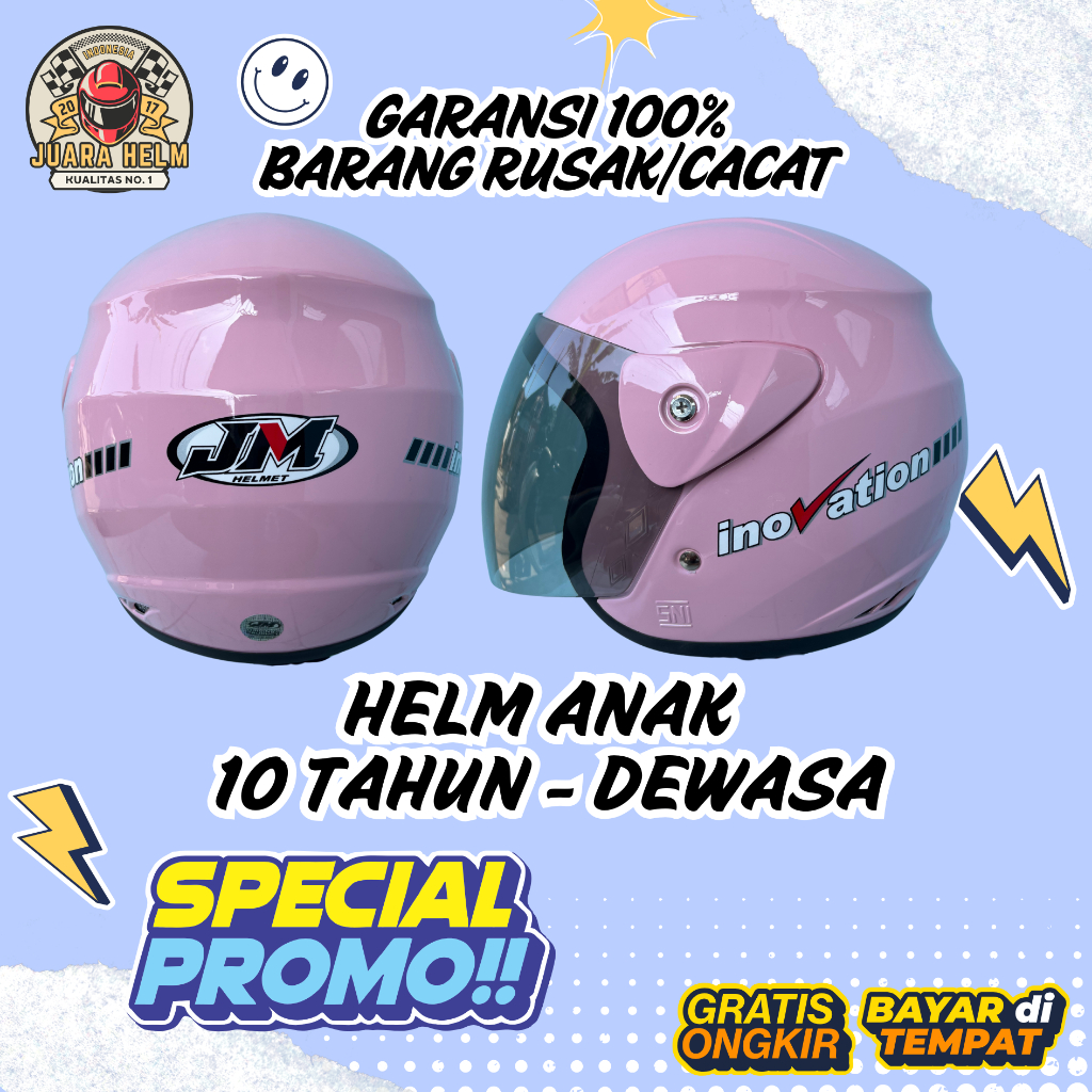 Helm Anak Remaja Dewasa SNI Original JM Cewek Cowok Perempuan Laki Laki Usia 10 11 12 13 14 15 Tahun