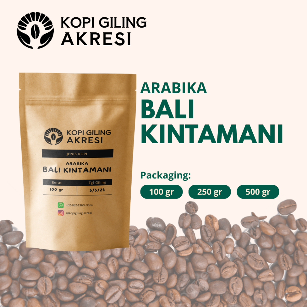 

Arabika Bali Kintamani - Biji Kopi Bubuk Giling Murni 100gr/250gr/500gr | Kopi Giling Akresi