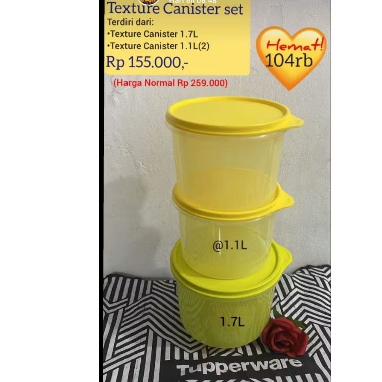 texture canister Tupperware (3pc)