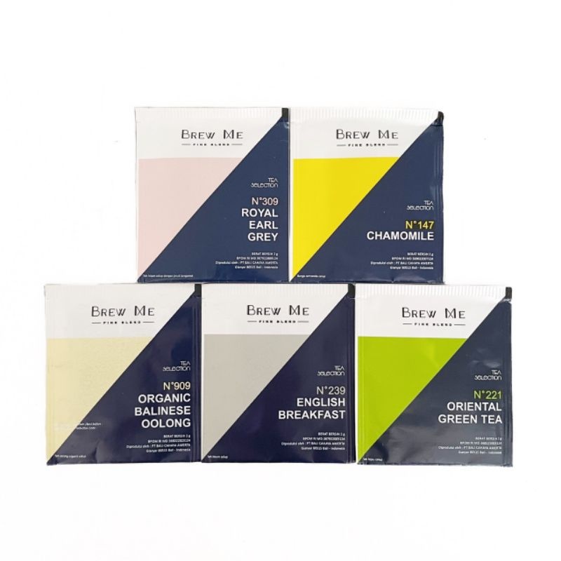 

Brew Me Tea Bag teh Chamomile Minty Breeze Mint English Breakfast Royal Earl Grey