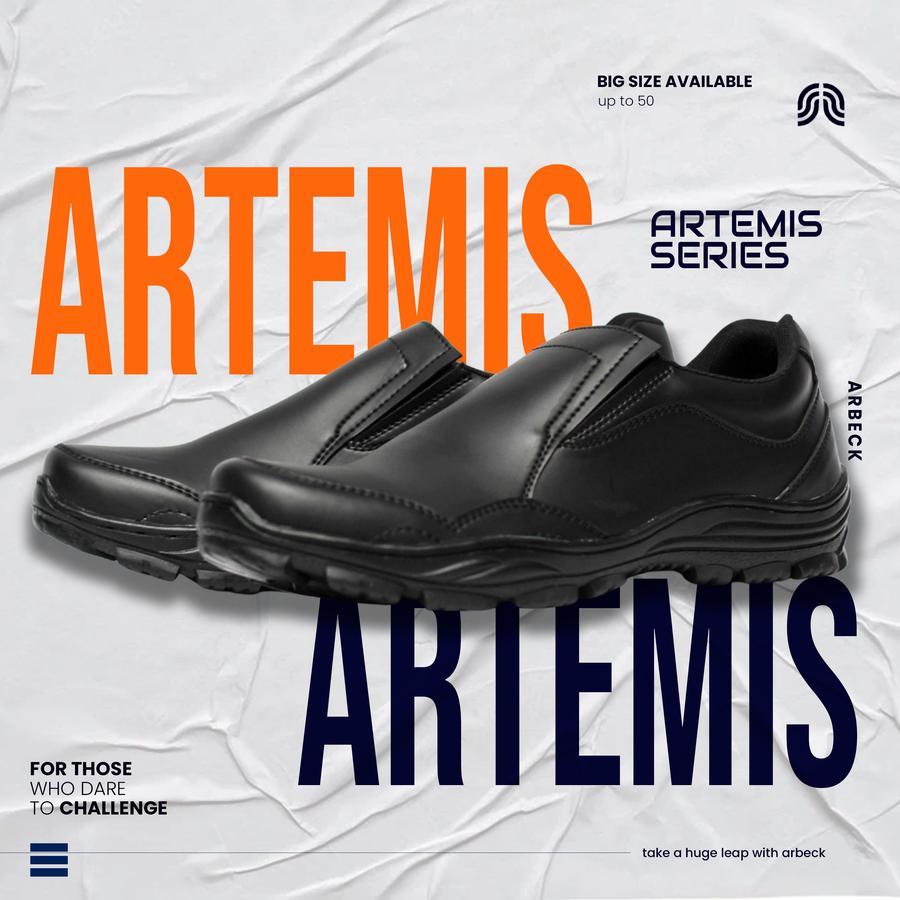 Parsel Ramadan Sepatu Slip On Pria Arbeck Artemis Sepatu Big Size - Hitam, 45