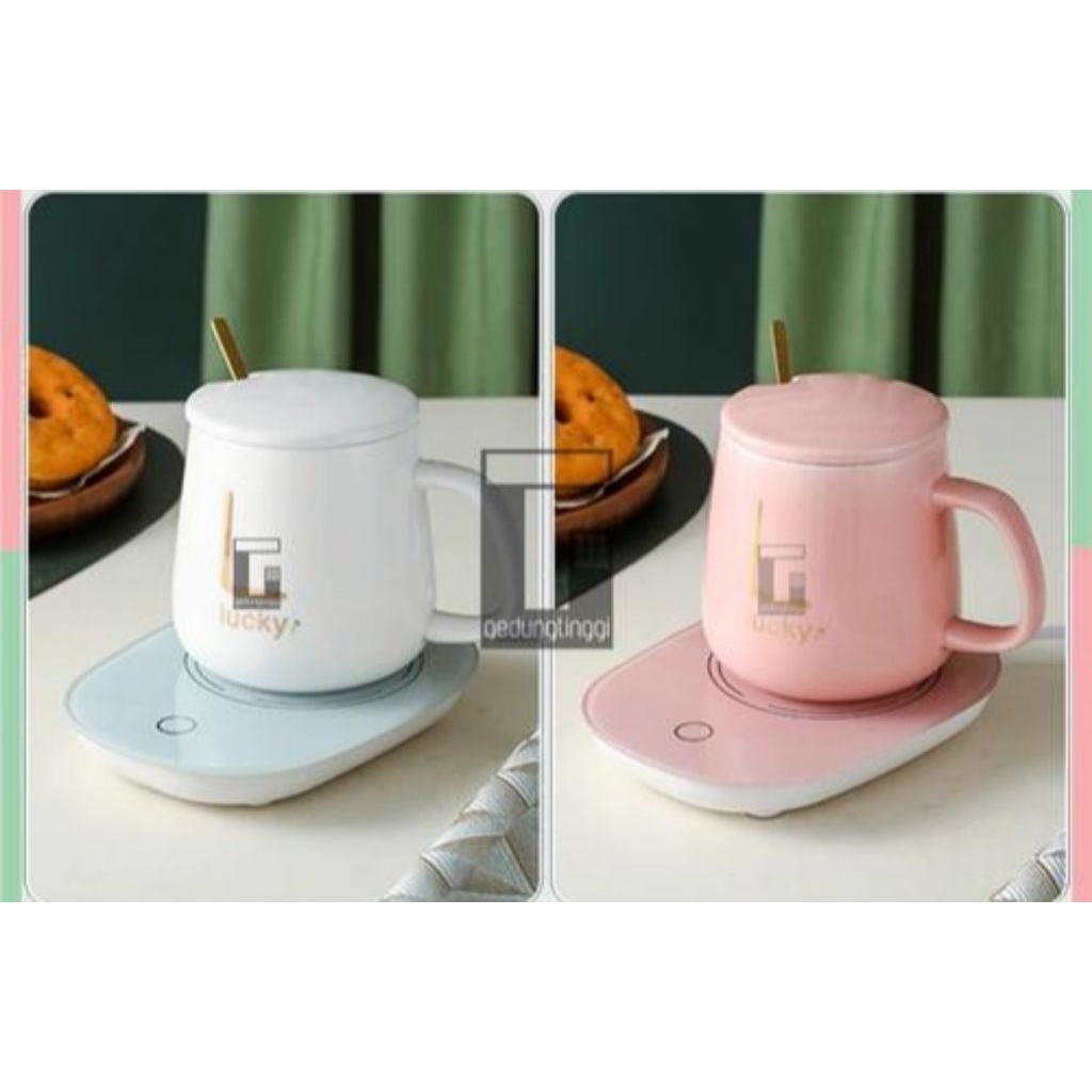 Set Gelas Teko Pemanas Penghangat Kopi Coffee Mug Keramik Unik Listrik - BUBLE WRAP