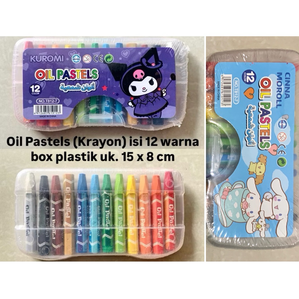 

Crayon Oil Pastel 12 warna Sanrio Kuromi Cinamoroll Kotak Plastik Bening ukuran 15 x 8cm krayon oil pastel pensil warna untuk kegiatan pelajaran mewarnai anak sekolah PAUD Preschool TK SD
