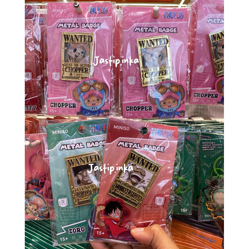 Miniso x one piece - metal badge luffy,zoro, chopper, sanji