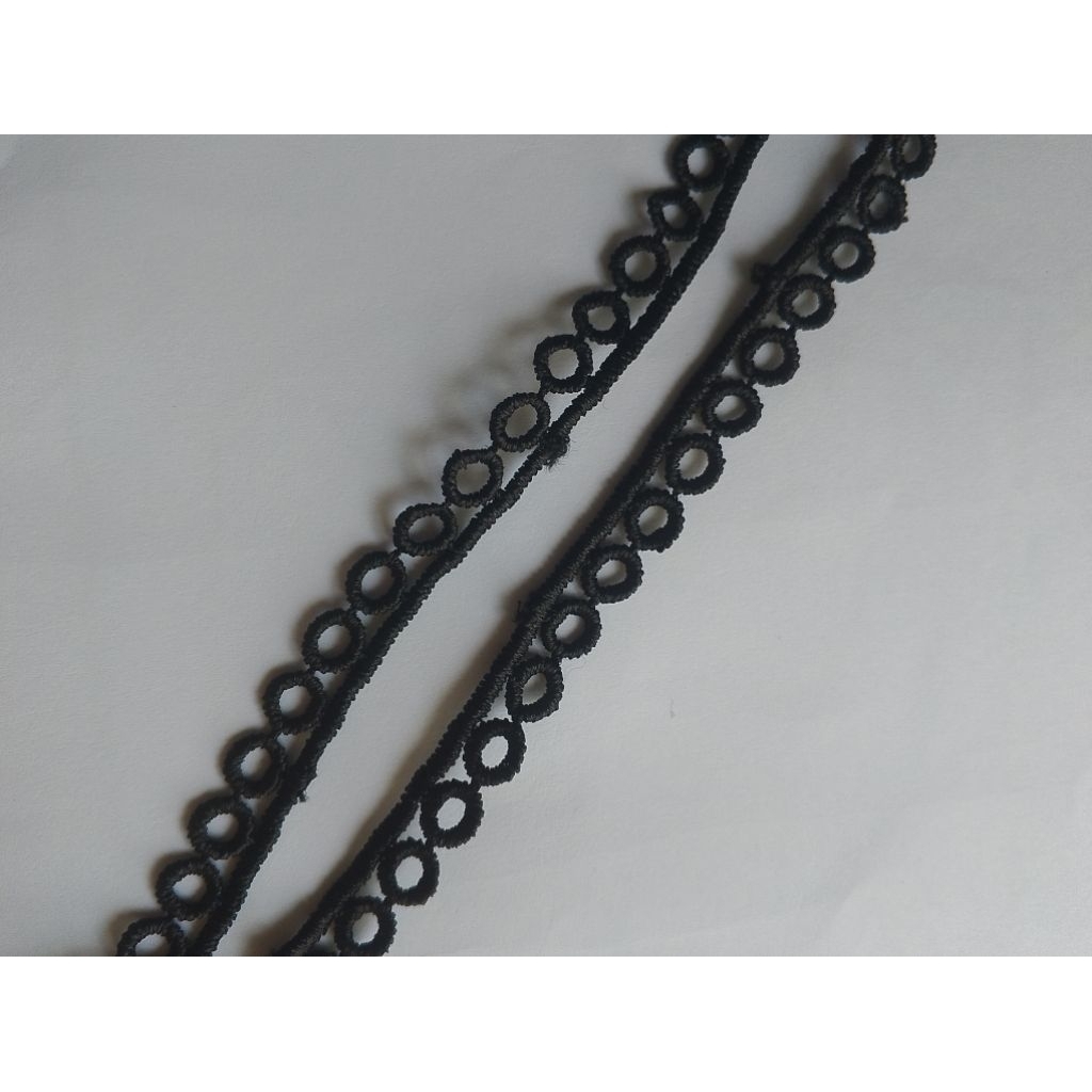 renda giper hitam 1 cm / renda baju