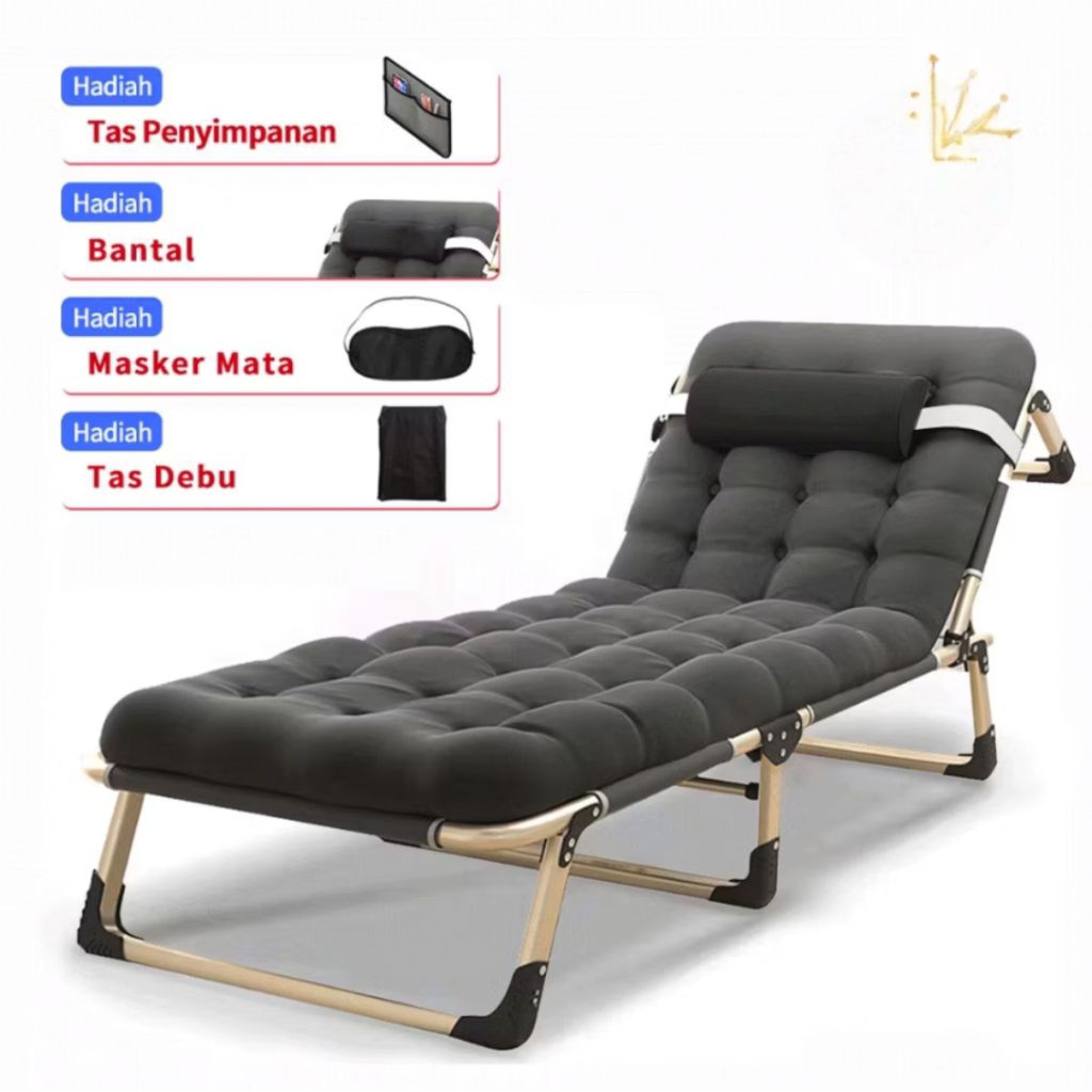 Bed Lipat + Busa Kapas Mutiara | Kursi Malas | Tempat Tidur Lipat | Kursi Santai | Ranjang Lipat | F