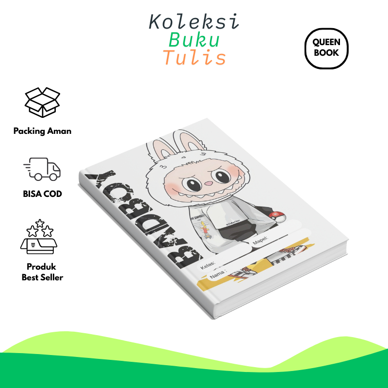 

Buku Tulis Custom Nama anak Sekolah Tema Labubu Alat Menulis isi Kertas 38 Lembar