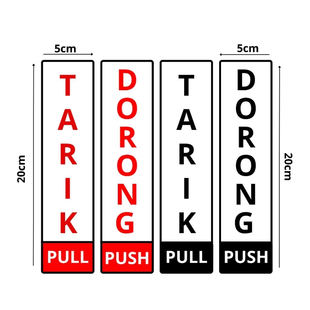 

Smartprintt-Stiker K3 Tarik-Dorong 5x20cm Print Tajam Waterproof Pull & Push Warna Merah Hitam
