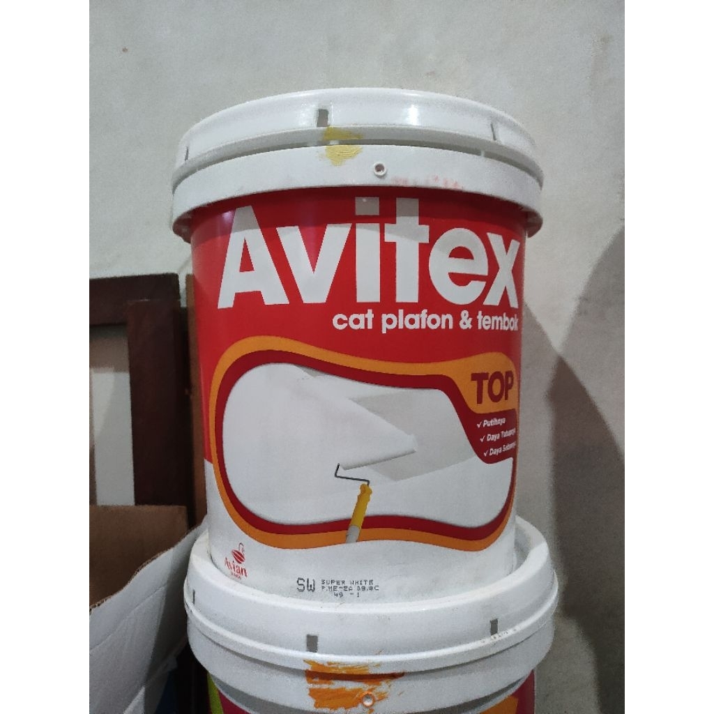 Avitex TOP Cat Plafon dan Tembok / Dinding / Cat Gypsum GRC 20 kg Pail