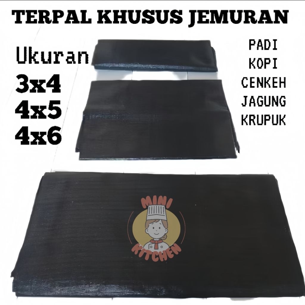 TERPAL LOT HITAM 4X6 Meter JEMURAN PADI GABAH JAGUNG KOPI CENGKEH Kualitas Super Bahan Tebal