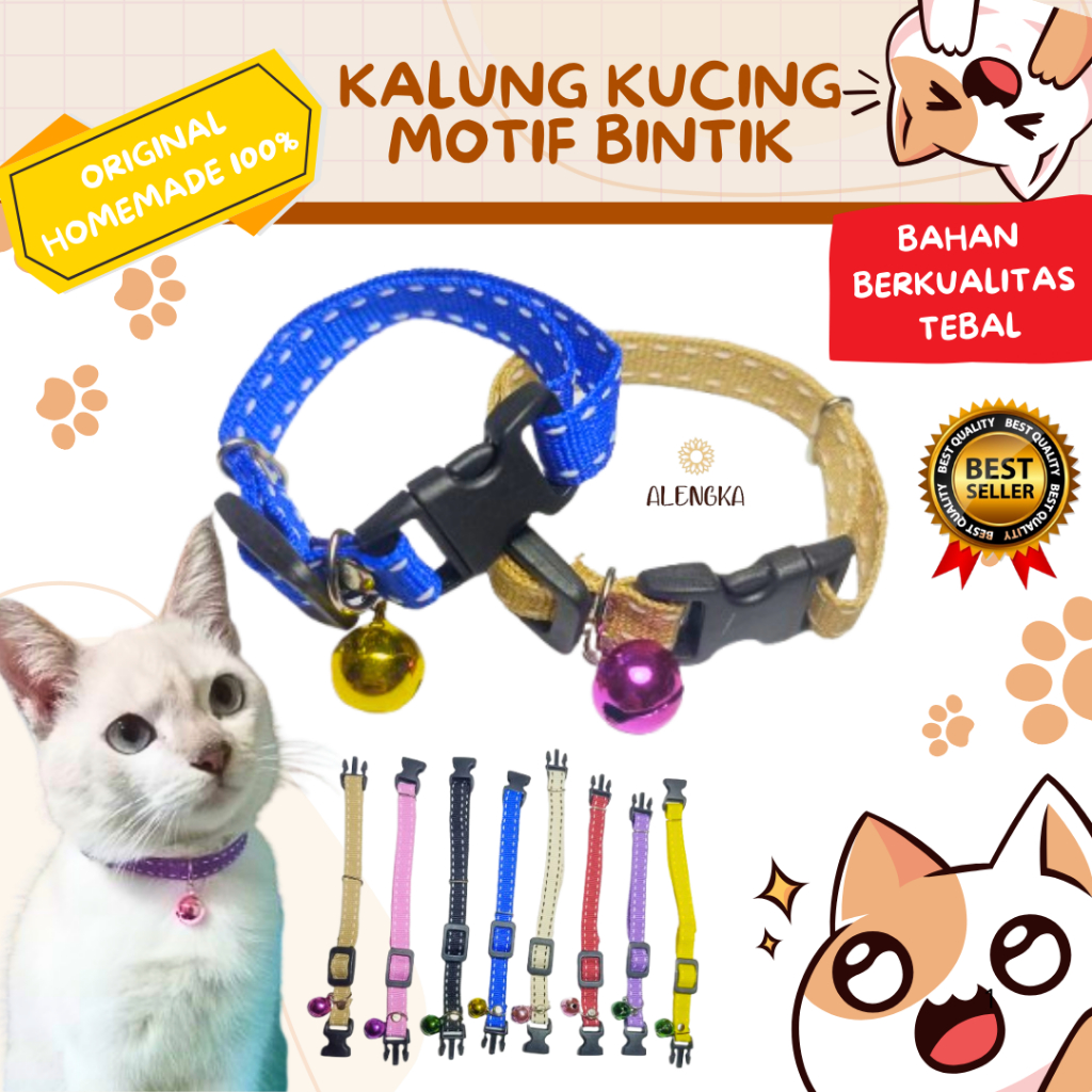 KALUNG KUCING MOTIF BINTIK TERMURAH GROSIR PETSHOP, TEBAL DAN AWET. ANIMAL