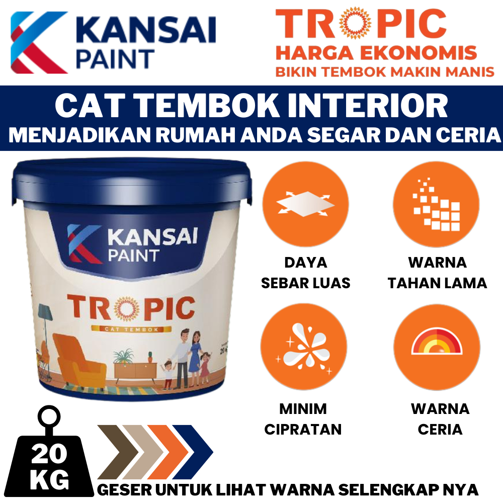 Promo Tropic Cat Tembok Kansai Paint Interior 20 Kg Tropic Cat Tembok Interior Berkualitas 20Kg