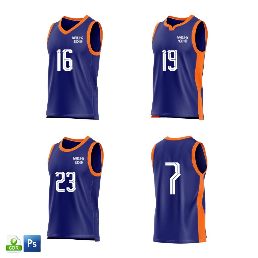 Mockup Jersey Basket Siap Pakai - File Digital CDR & PSD HD