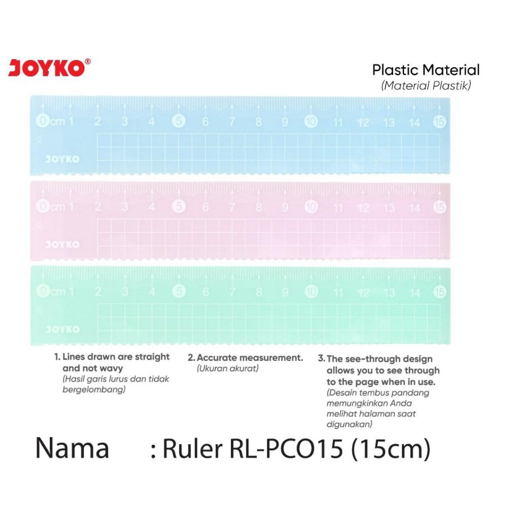 

Penggaris plastik Joyko RL-PC015 (1pcs)
